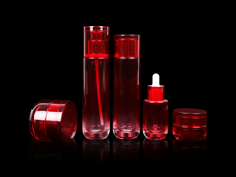 Red Transparent Glass Bottle Set B40